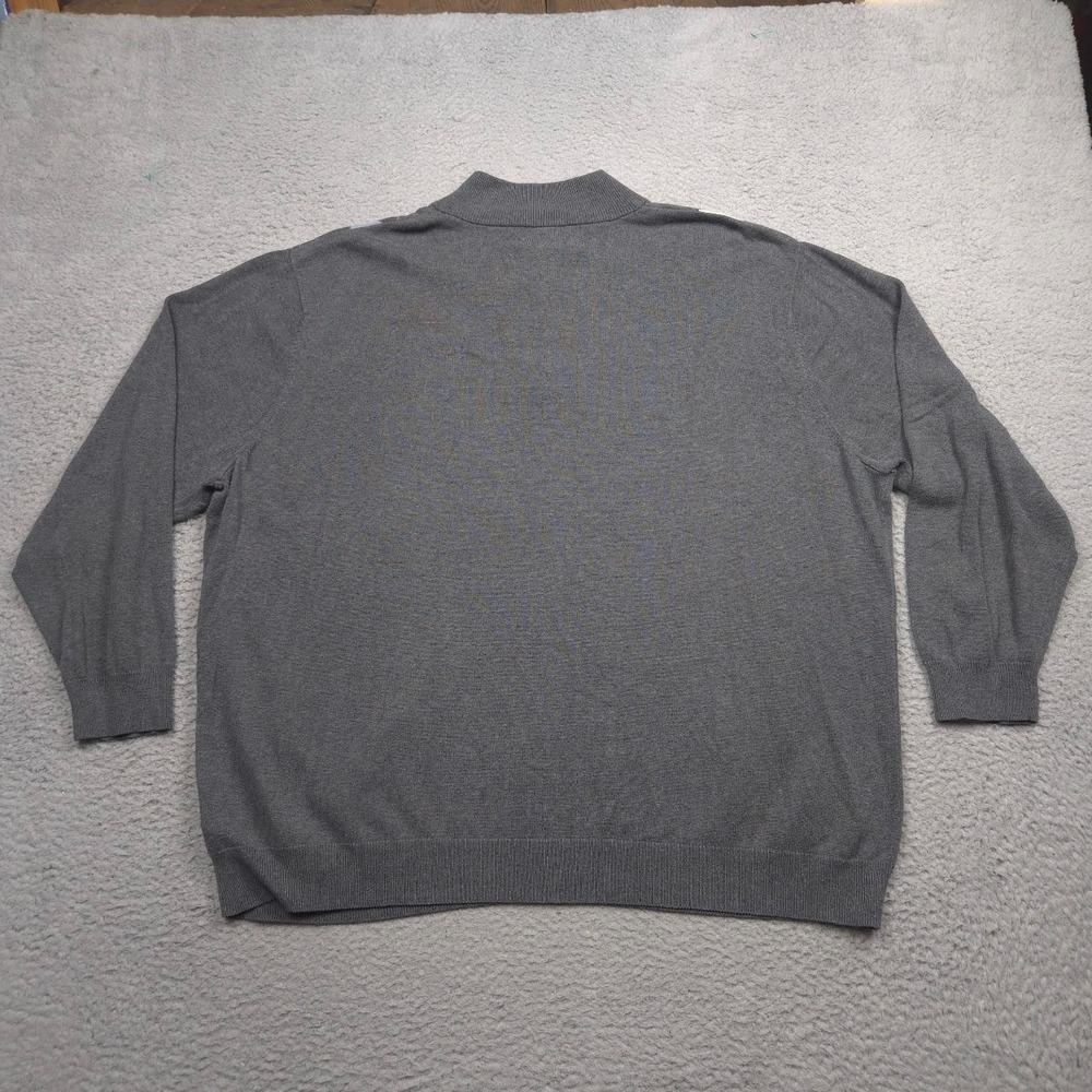 Oak Hill Sweater Men 3XL 100% Cotton Argyle Henley Pullover Gray Blue Big Tall - Picture 2 of 12